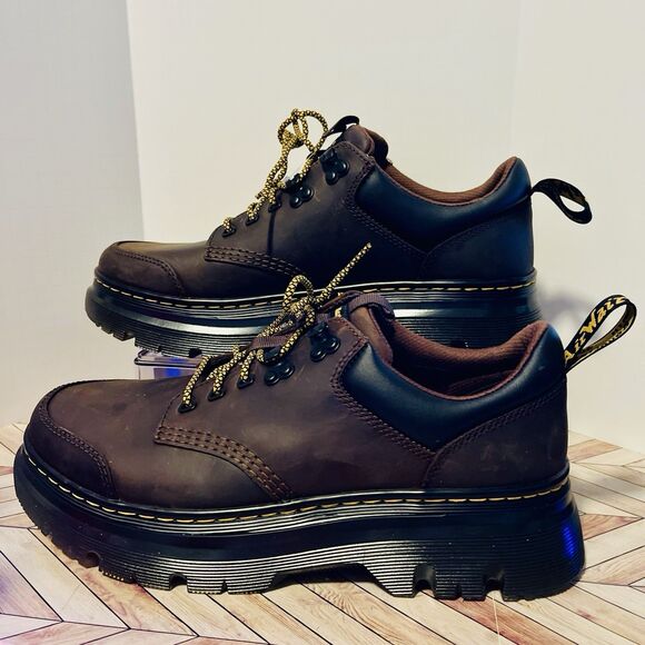 Dr. Martens Tarik Lo Leather Men’s 12 Dark Brown Crazy Horse Shoes Utility Hiker - Picture 1 of 8